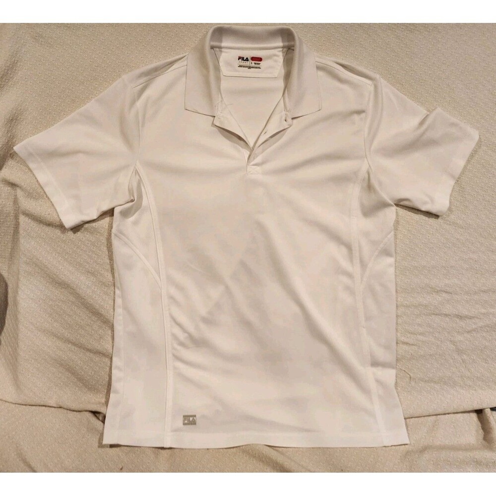 Fila Golf Men's Short Sleeve Polo L Collared Button Up White Polyester